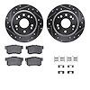 7512-58014 Drilled/Slotted Brake Rotors w/5000 Advanced Brake Pads Kit & Hardware [Silver], 1999-2003 Acura/Honda, Position: Rea - image 1
