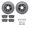 7512-58018 Drilled/Slotted Brake Rotors w/5000 Advanced Brake Pads Kit & Hardware [Silver], 2001-2003 Acura/Honda, Position: Rea - image 1