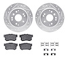 7512-58022 Drilled/Slotted Brake Rotors w/5000 Advanced Brake Pads Kit & Hardware [Silver], 2003-2011 Acura/Honda, Position: Rea - image 1