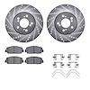 7512-58031 Drilled/Slotted Brake Rotors w/5000 Advanced Brake Pads Kit & Hardware [Silver], 2014-2020 Acura/Honda, Position: Fro - image 1