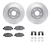 7512-58034 Drilled/Slotted Brake Rotors w/5000 Advanced Brake Pads Kit & Hardware [Silver], Fits Select Acura/Honda, Position: R - image 1