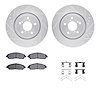 7512-58040 Drilled/Slotted Brake Rotors w/5000 Advanced Brake Pads Kit & Hardware [Silver], 2017-2020 Acura/Honda, Position: Fro - image 1