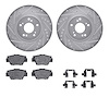 7512-58043 Drilled/Slotted Brake Rotors w/5000 Advanced Brake Pads Kit & Hardware [Silver], 1997-2005 Acura/Honda, Position: Rea - image 1