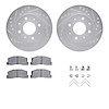 7512-59001 Drilled/Slotted Brake Rotors w/5000 Advanced Brake Pads Kit & Hardware [Silver], 1982-1983 Acura/Honda, Position: Fro - image 1