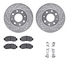 7512-59002 Drilled/Slotted Brake Rotors w/5000 Advanced Brake Pads Kit & Hardware [Silver], 2000-2006 Acura/Honda, Position: Fro - image 1
