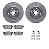 7512-59003 Drilled/Slotted Brake Rotors w/5000 Advanced Brake Pads Kit & Hardware [Silver], 1985-1987 Acura/Honda, Position: Rea - image 1