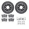 7512-59006 Drilled/Slotted Brake Rotors w/5000 Advanced Brake Pads Kit & Hardware [Silver], 1986-1988 Acura/Honda, Position: Rea - image 1