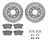 7512-59007 Drilled/Slotted Brake Rotors w/5000 Advanced Brake Pads Kit & Hardware [Silver], 1992-1996 Acura/Honda, Position: Rea - image 1