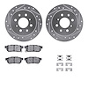 7512-59008 Drilled/Slotted Brake Rotors w/5000 Advanced Brake Pads Kit & Hardware [Silver], 1989-1989 Acura/Honda, Position: Rea - image 1