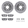7512-59009 Drilled/Slotted Brake Rotors w/5000 Advanced Brake Pads Kit & Hardware [Silver], 1988-2001 Acura/Honda, Position: Rea - image 1