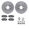 7512-59010 Drilled/Slotted Brake Rotors w/5000 Advanced Brake Pads Kit & Hardware [Silver], 1988-1991 Acura/Honda, Position: Fro - image 1