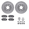 7512-59012 Drilled/Slotted Brake Rotors w/5000 Advanced Brake Pads Kit & Hardware [Silver], 1990-1993 Acura/Honda, Position: Fro - image 1