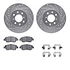 7512-59014 Drilled/Slotted Brake Rotors w/5000 Advanced Brake Pads Kit & Hardware [Silver], 1993-1997 Acura/Honda, Position: Fro - image 1