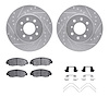 7512-59017 Drilled/Slotted Brake Rotors w/5000 Advanced Brake Pads Kit & Hardware [Silver], 1996-2014 Acura/Honda, Position: Fro - image 1