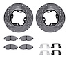 7512-59018 Drilled/Slotted Brake Rotors w/5000 Advanced Brake Pads Kit & Hardware [Silver], 1990-1997 Acura/Honda, Position: Fro - image 1