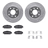 7512-59024 Drilled/Slotted Brake Rotors w/5000 Advanced Brake Pads Kit & Hardware [Silver], 1992-1996 Acura/Honda, Position: Fro - image 1