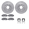 7512-59025 Drilled/Slotted Brake Rotors w/5000 Advanced Brake Pads Kit & Hardware [Silver], 1992-1996 Acura/Honda, Position: Fro - image 1
