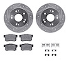7512-59028 Drilled/Slotted Brake Rotors w/5000 Advanced Brake Pads Kit & Hardware [Silver], 1997-2015 Acura/Honda, Position: Rea - image 1