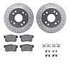 7512-59029 Drilled/Slotted Brake Rotors w/5000 Advanced Brake Pads Kit & Hardware [Silver], 1998-2002 Acura/Honda, Position: Rea - image 1