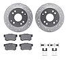 7512-59030 Drilled/Slotted Brake Rotors w/5000 Advanced Brake Pads Kit & Hardware [Silver], 1998-1999 Acura/Honda, Position: Rea - image 1