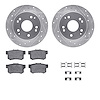 7512-59031 Drilled/Slotted Brake Rotors w/5000 Advanced Brake Pads Kit & Hardware [Silver], 1997-2006 Acura/Honda, Position: Rea - image 1