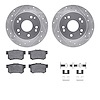 7512-59032 Drilled/Slotted Brake Rotors w/5000 Advanced Brake Pads Kit & Hardware [Silver], 1998-2002 Acura/Honda, Position: Rea - image 1