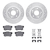 7512-59034 Drilled/Slotted Brake Rotors w/5000 Advanced Brake Pads Kit & Hardware [Silver], 2000-2009 Acura/Honda, Position: Rea - image 1