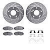 7512-59039 Drilled/Slotted Brake Rotors w/5000 Advanced Brake Pads Kit & Hardware [Silver], 2006-2011 Acura/Honda, Position: Fro - image 1