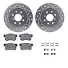 7512-59042 Drilled/Slotted Brake Rotors w/5000 Advanced Brake Pads Kit & Hardware [Silver], 2001-2005 Acura/Honda, Position: Rea - image 1