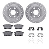 7512-59044 Drilled/Slotted Brake Rotors w/5000 Advanced Brake Pads Kit & Hardware [Silver], 2008-2017 Acura/Honda, Position: Rea - image 1