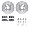 7512-59046 Drilled/Slotted Brake Rotors w/5000 Advanced Brake Pads Kit & Hardware [Silver], 2013-2014 Acura/Honda, Position: Fro - image 1