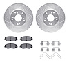 7512-59047 Drilled/Slotted Brake Rotors w/5000 Advanced Brake Pads Kit & Hardware [Silver], 2003-2017 Acura/Honda, Position: Fro - image 1