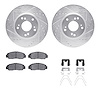 7512-59048 Drilled/Slotted Brake Rotors w/5000 Advanced Brake Pads Kit & Hardware [Silver], 2013-2015 Acura/Honda, Position: Fro - image 1