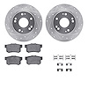 7512-59049 Drilled/Slotted Brake Rotors w/5000 Advanced Brake Pads Kit & Hardware [Silver], 2011-2015 Acura/Honda, Position: Rea - image 1