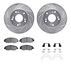 7512-59051 Drilled/Slotted Brake Rotors w/5000 Advanced Brake Pads Kit & Hardware [Silver], 2012-2015 Acura/Honda, Position: Fro - image 1