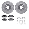 7512-59052 Drilled/Slotted Brake Rotors w/5000 Advanced Brake Pads Kit & Hardware [Silver], Fits Select Acura/Honda, Position: F - image 1