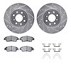 7512-59053 Drilled/Slotted Brake Rotors w/5000 Advanced Brake Pads Kit & Hardware [Silver], 2015-2020 Acura/Honda, Position: Fro - image 1