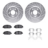 7512-59054 Drilled/Slotted Brake Rotors w/5000 Advanced Brake Pads Kit & Hardware [Silver], 2014-2017 Acura/Honda, Position: Fro - image 1