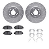 7512-59055 Drilled/Slotted Brake Rotors w/5000 Advanced Brake Pads Kit & Hardware [Silver], Fits Select Acura/Honda, Position: F - image 1