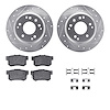 7512-59056 Drilled/Slotted Brake Rotors w/5000 Advanced Brake Pads Kit & Hardware [Silver], 1995-1998 Acura/Honda, Position: Rea - image 1