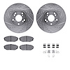7512-59058 Drilled/Slotted Brake Rotors w/5000 Advanced Brake Pads Kit & Hardware [Silver], 1999-2004 Acura/Honda, Position: Fro - image 1