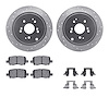 7512-59062 Drilled/Slotted Brake Rotors w/5000 Advanced Brake Pads Kit & Hardware [Silver], 2001-2008 Acura/Honda, Position: Rea - image 1