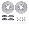 7512-59065 Drilled/Slotted Brake Rotors w/5000 Advanced Brake Pads Kit & Hardware [Silver], 2002-2015 Acura/Honda, Position: Fro - image 1