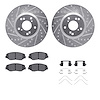 7512-59067 Drilled/Slotted Brake Rotors w/5000 Advanced Brake Pads Kit & Hardware [Silver], 2005-2015 Acura/Honda, Position: Fro - image 1