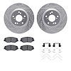 7512-59068 Drilled/Slotted Brake Rotors w/5000 Advanced Brake Pads Kit & Hardware [Silver], 2012-2016 Acura/Honda, Position: Fro - image 1