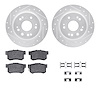 7512-59072 Drilled/Slotted Brake Rotors w/5000 Advanced Brake Pads Kit & Hardware [Silver], 2002-2004 Acura/Honda, Position: Rea - image 1