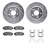 7512-59075 Drilled/Slotted Brake Rotors w/5000 Advanced Brake Pads Kit & Hardware [Silver], 2005-2010 Acura/Honda, Position: Fro - image 1