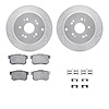 7512-59076 Drilled/Slotted Brake Rotors w/5000 Advanced Brake Pads Kit & Hardware [Silver], 2005-2018 Acura/Honda, Position: Rea - image 1