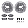 7512-59078 Drilled/Slotted Brake Rotors w/5000 Advanced Brake Pads Kit & Hardware [Silver], 2006-2014 Acura/Honda, Position: Rea - image 1