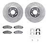 7512-59080 Drilled/Slotted Brake Rotors w/5000 Advanced Brake Pads Kit & Hardware [Silver], 2014-2020 Acura/Honda, Position: Fro - image 1
